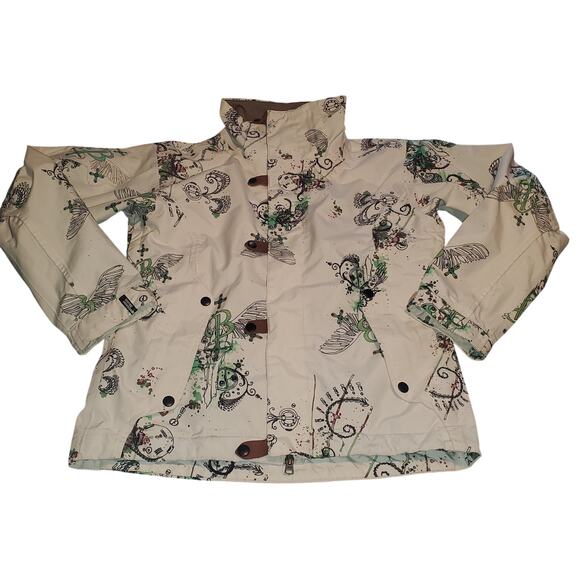 BONFIRE Size XS Woman's Snowboard Blur Ski Jacket White Green Logo NO HOOD - Picture 1 of 10